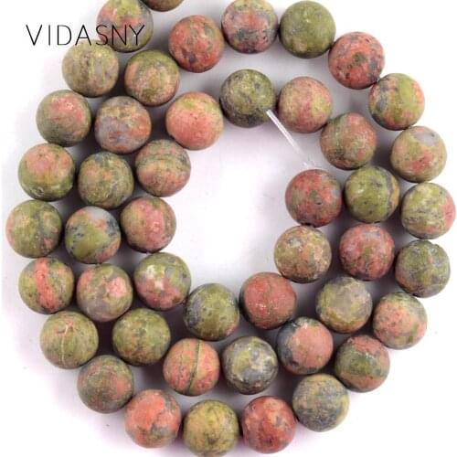 Natural Dull Polished Unakite Stone Beads For Needlework Jewelry Making 4-12mm Round Spacer Beads Diy Bracelets Necklaces 15