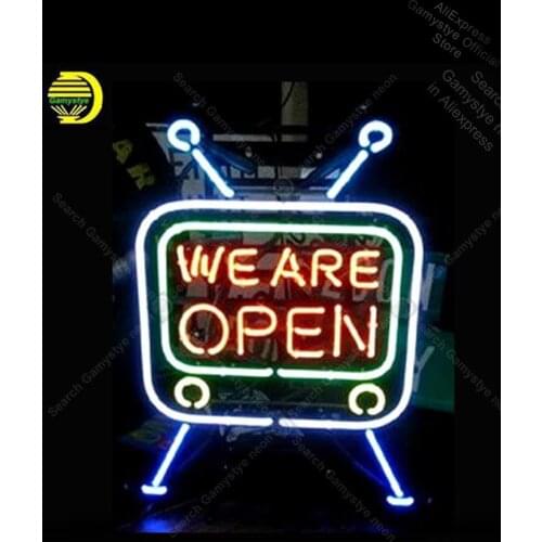 Neon Sign for OPEN TV opening neon art Beer Bar improvement Handicraft Store Real Glass neon light decor Recreation Room Neon