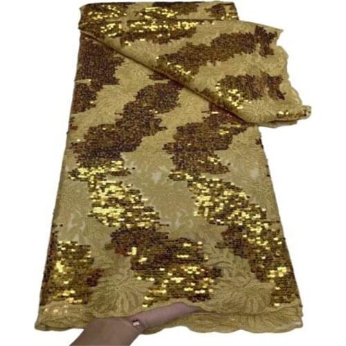 Green Latest African Mesh Lace Fabric Embroiderey Sequins Beads French Tulle Laces Fabric For Nigerian Wedding Party Sew Gold