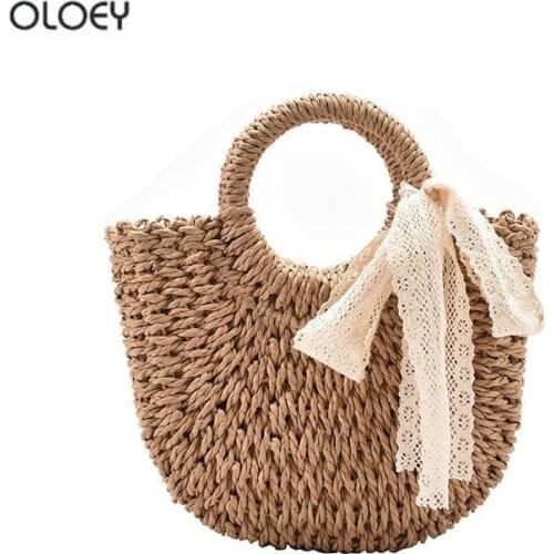 OLOEY Summer womens bags straw woven bags shell bags hand-woven bags casual one-shoulder diagonal bags