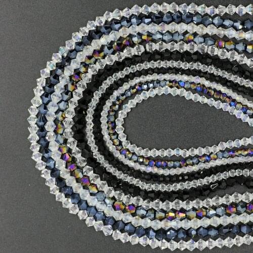 ZHUBI Crystal Plated Glass Bicone DIY Making Jewelry 2/3/4/5/6/8MM Faceted Sharp Beads AB For Costume Jewelry Necklace Wholesale
