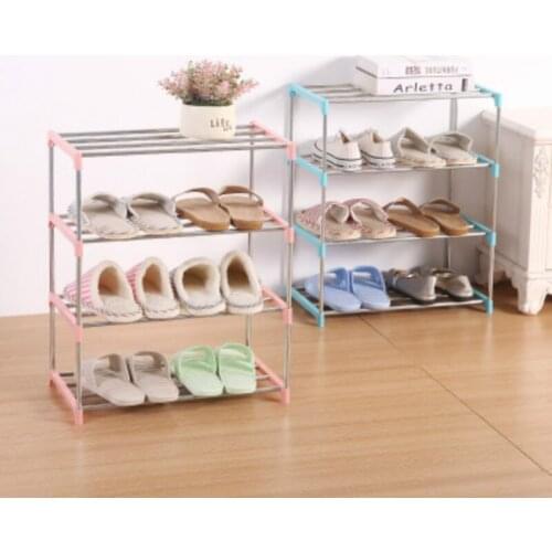 Stainless steel shelf four-layer simple shoe rack household assembly removable shoe rack student dormitory storage shoe rack