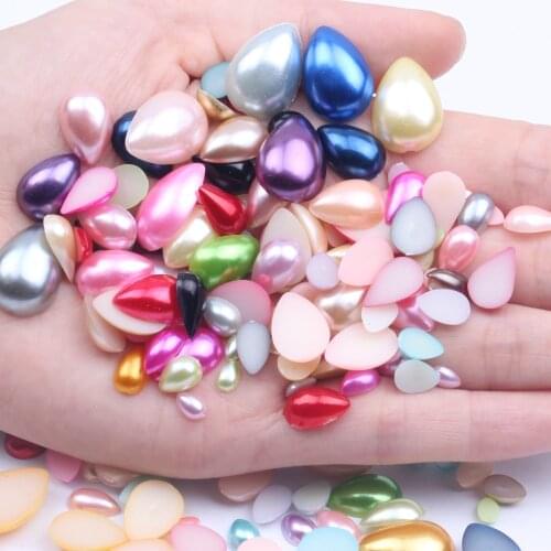 Half Pearl Flatback Tear Shape Imitation Pearls Mixed Color 3x5mm-18x25mm Tear Shape Beads For Nail Art Diy Scrap Booking