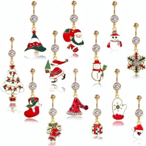 1PC Christmas Earrings For Women Charm Long Dangle Belly Button Rings Jewelry Gold Belly Button Rings Body Piercing Jewelry