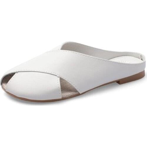 New ladies plus size sandals fashion imitation leather half-drag simple non-slip lightweight comfortable casual shoes women