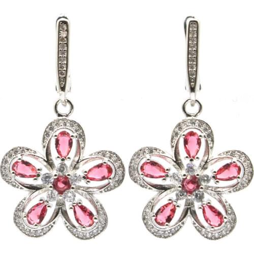 40x26mm Anniversary Silver Earrings For Sister Created London Blue Topaz Bright Zircon Fine Jewelry Wholesale