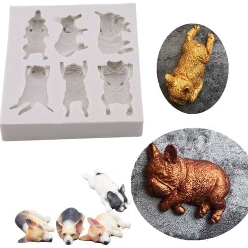 3D Dog Shape Silicone Mold Chocolate Fondant Candy Baking Tool Corgi Bulldog Cake Decorating Tools Kitchen Baking Moulds