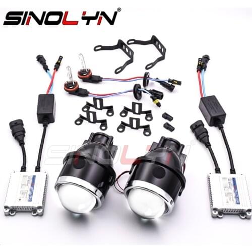 Sinolyn Bi Xenon Fog lens H11 LED HID PTF Full Kit Fog Light Waterproof Projector Tuning Universal Lenses Car Lights Accessories