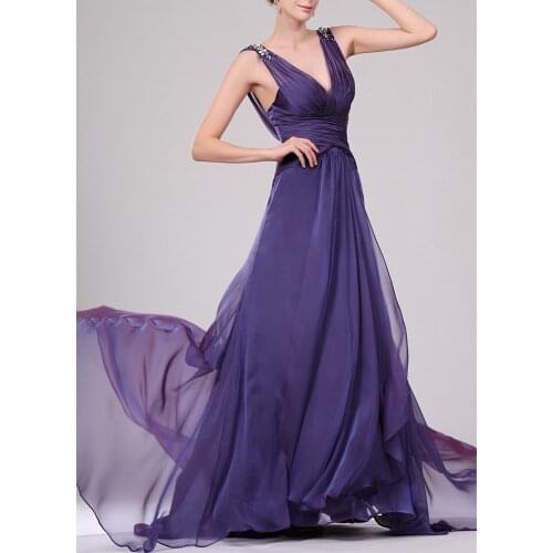 A-line V neck Grape Bridesmaid Dress Simple Ruched Evening Formal Dress Wedding Guest Dresses