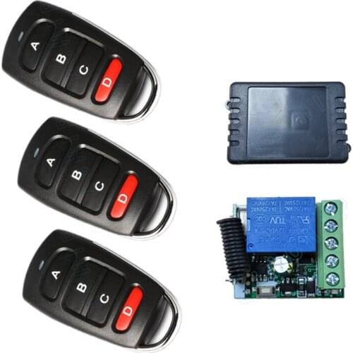 QIACHIP 433MHz Universal Wireless Remote Control DC 12V 1CH RF Relay Receiver 4 Button Remote Controller Switch For Gate Garage