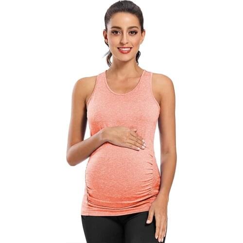 Maternity Sleeveless Racerback Yoga Vest Sport Singlet pregancy Women Athletic Fitness Sport Tank Top Gym Training Tank Top D30