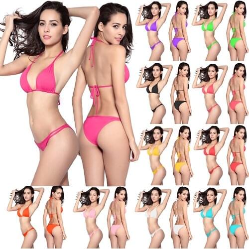 Womens Bathing Suits Push Up Bikini Swimwear Set Solid Color Three Point Feminine Bikinis Sexy Biquini Beachwear Swimsuits