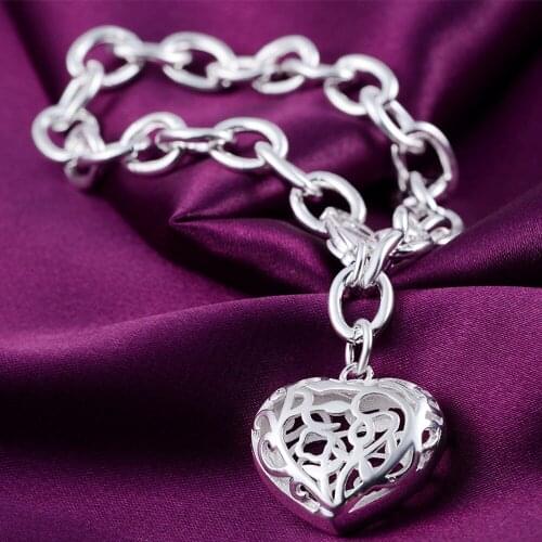 Fine romantic Pretty hollow heart 925 sterling silver Bracelet for woman fashion noble jewelry Wedding party Christmas gifts