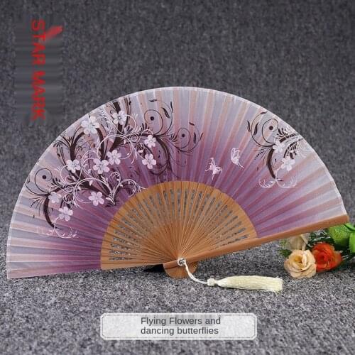 Womens folding fan Chinese style classic small silk fan silk fan antique fan gift fan