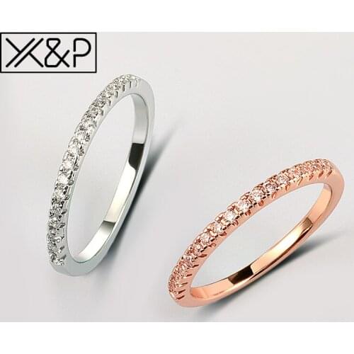 X&P Wedding Brand Rose Gold Silver Color Stackable AAA Cubic Zirconia Rings for Women Engagement Fashion Crystal Ring Jewelry