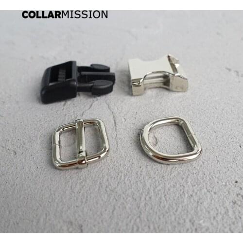 10sets/lot (metal buckle+adjust buckle+D ring/set) durable hardware DIY Dog collar puppy necklace 20mm webbing security lock