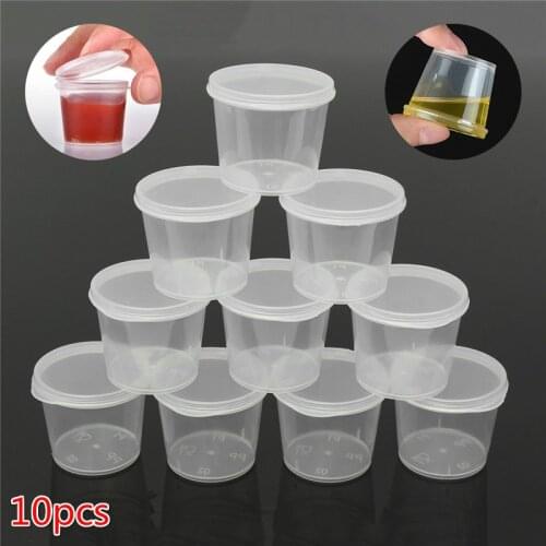 10 pcs Clear Disposable Plastic Tea Cup Coffee Cups with Lids 28ml/56ml/85ml for Iced Coffee Bubble Boba Smoothie