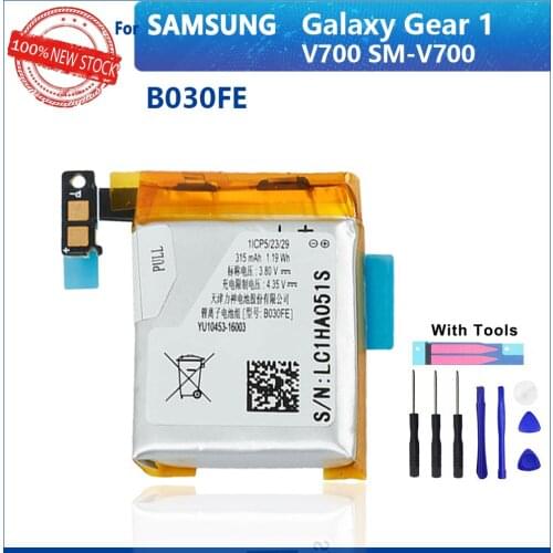 100% Original 315mAh B030FE b030fe For Samsung Galaxy Gear1 V700 SMV700 SM-V700 Authentic Replacement Battery With Tools
