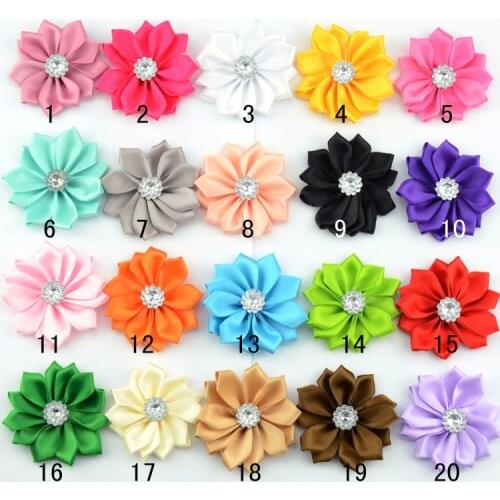 2" satin flowers satin ribbon rosettes for headband hair clip,Ribbon Multilayers Flowers 120Pcs/ 20colors