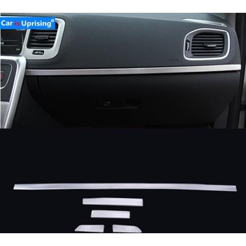 5pcs Car Dashboard Console Panel Decoration Cover Trim Stainless Steel Strips For Volvo S60 V60 2012-2017 Car Styling Sequins