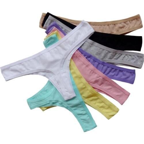 5 Pcs/lot Sexy Thongs Girls Tangas Seamless Cotton Briefs Lingeries Plus Size T Panty G String Panties Women Underwear T Back