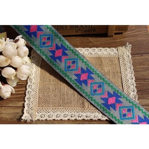 50mm wide 10 yards Polyester Geometric design folk style Woven Jacquard Ribbon