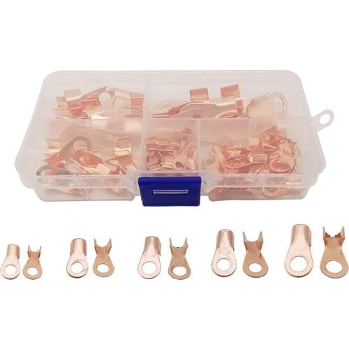 80Pcs/Box OT-3A OT-10A OT-20A OT-40A OT-60A Terminal OT Series Open Lugs Wire Copper O Shape Circular Battery Cable Connector