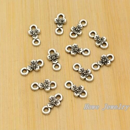 80 pcs Vintage zinc alloy charms Flower Connector pendant DIY Bracelet Necklace metal jewelry accessories Making