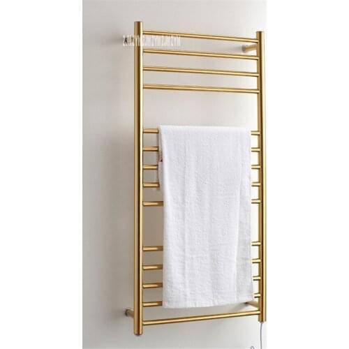 9006 Bathroom 304 Stainless Steel Gold Heated Towel Warmer Waterproof Grade Ip56 Electric Heating Towel Rail Rack 162W 110V/220V