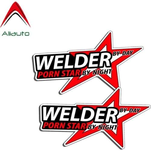 Aliauto 2 X Personality Car Stickers Welder By Day Porn Star By Night Cover Scratch Waterproof Accessories PVC Decal,12cm*6cm