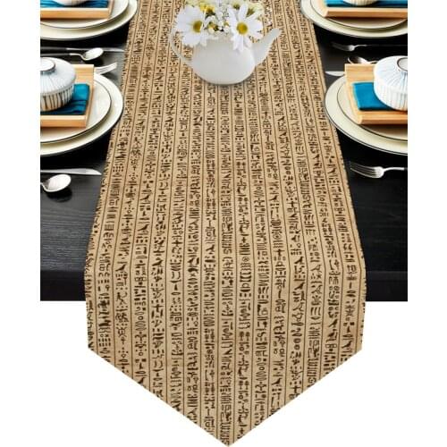 Ancient Egypt Hieroglyphs Retro Style Table Runner Luxury Dining Table Decor Tablecloth Table Runner for Wedding Party