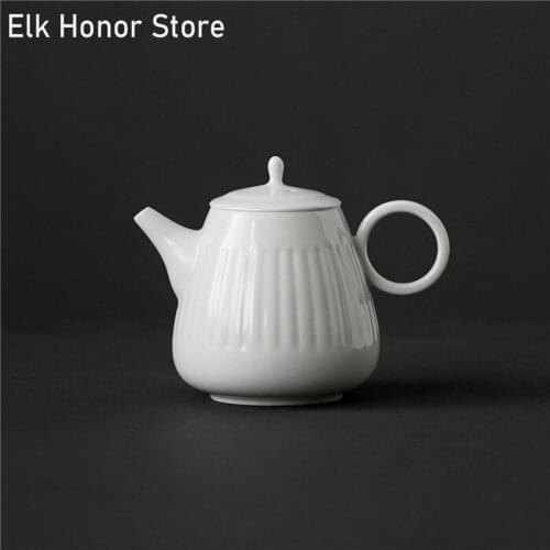 175ml Dehua White Jade Porcelain Teapot Mutton Fat Jade Ceramic Teakettle With Strainer Kung Fu Tea Master Pot Household Teaware