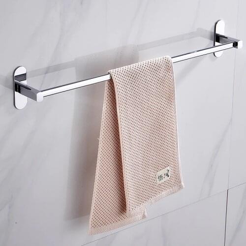 No-punching stainless steel chrome-plated towel rack hook Wholesale toilet bathroom towel bar bathroom pylon