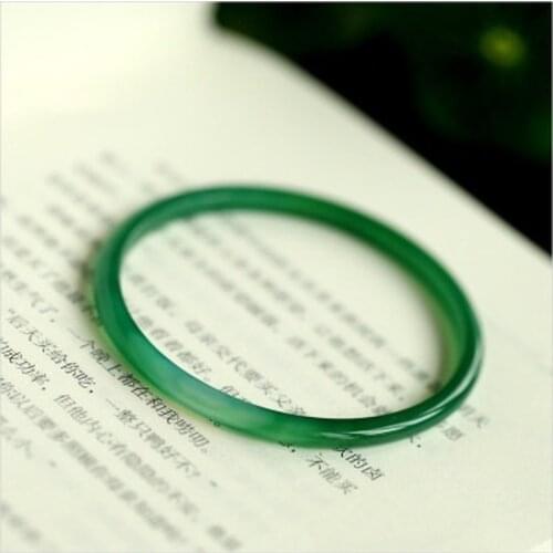 Natural Agate Chalcedony 54-64mm Women Men Green Bracelet Elegant Round Bangle Bracelets for Women Charm Bracelets