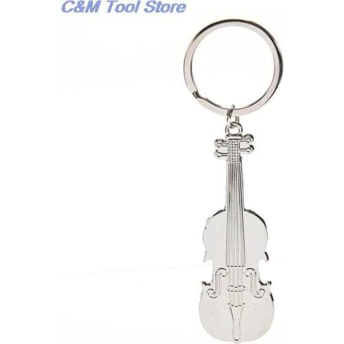 7*2.5cm Creative design 1Pc Mini Violin Charm Metal Key Ring Chain Music Keyring Keychain 10cm