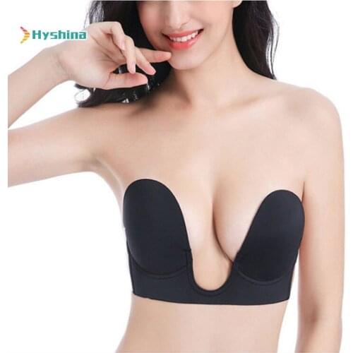 One Piece Strapless Chest Patch U-shaped Open Back Deep V-wing Chest Patch Gathering Sexy Invisible Bra