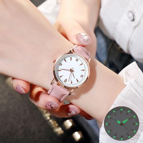 New Fashion Women Watch Simple Casual Luminous Watches Leather Belt Quartz Wristwatch Female Clock Gift