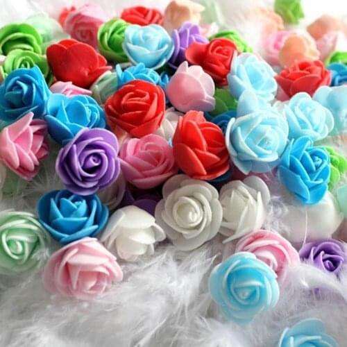 Colorful 500Pcs PE Foam Rose Head Artificial Flower Wedding Stage Party Home Decor DIY Bridal Bouquet Wreath Bear Doll