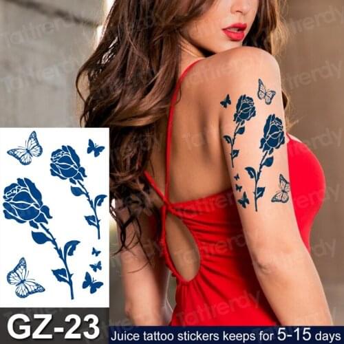 Long stay waterproof Butterfly rose temporary tattoo stickers fake tattoo for woman flower arm hand tattoo fake scorpion tattoo