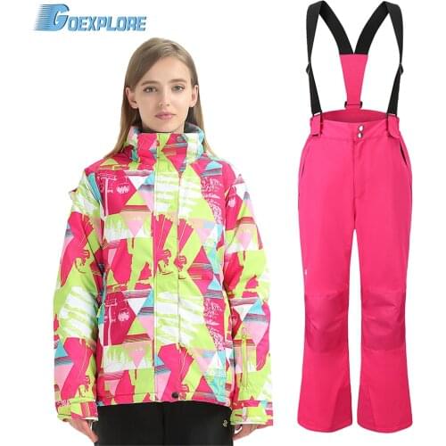 Goexplore Skiing Suit Women Thicken Warm Snow snowboard Suit For Female Windproof Breathable Outdoor Waterproof Winter Coat