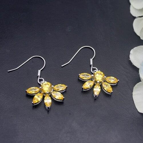 Hermosa Unique Jewelry YellowCitrine Earrings For Women 1 1/8 Inch A892