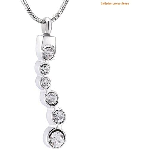 IJD10047 Forever Shimmer Stainless Steel Cremation Jewelry,Hold Clear/Red/Blue Crystal Keepsake Pendant for Ashes or Memorial