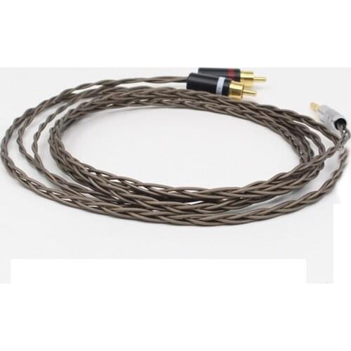 Hifi 3.5mm to 2 RCA Cable Siver-plated 3.5mm jack to 2rca Male Audio Aux Cable