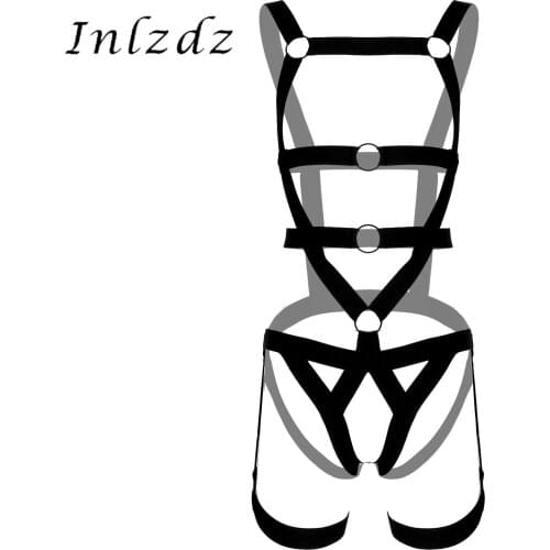 Mens Lingerie Bodysuit with Leg Ring Body Shoulder Chest Elastic Harness Belt Double Shoulder Straps Night Club Sexy Costume