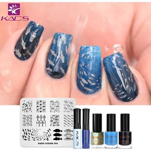 KADS Ocean tropical shoal Nail Stamping SET Nail Stamp Plates Template Image Stencil Nail Stamping Plate Print laser nail polish