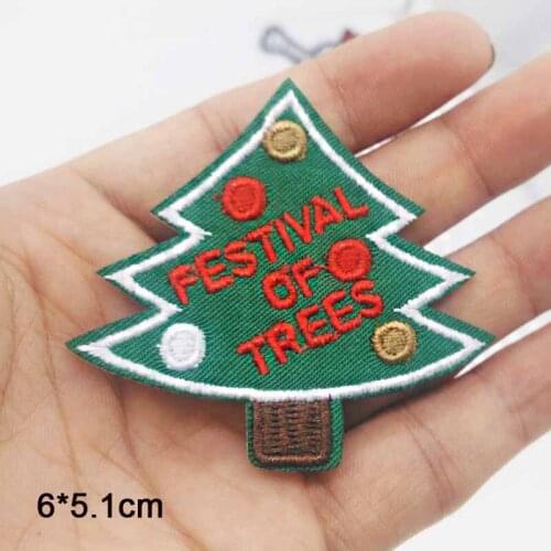 Christmas Tree Iron On Patch Embroidered Clothes Patch For Clothing Clothes Stickers Garment Apparel Accessories