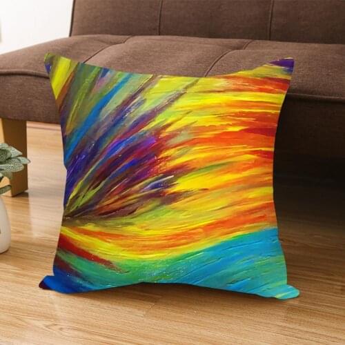 Painting Style Pillowcase Washable Polyester Peach Skin Soft Decorative Throw Pillow Cover Home Decor