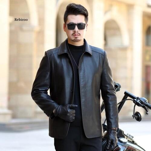 New Mid Aged Mens Pu Leather Coat Thickened Coat Dads Handsome Middle Aged Leather Jacket Jacket