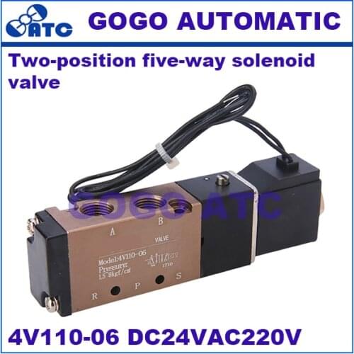 Pneumatic Two-position five-way solenoid valve Directional valve 4V110-06 DC24VAC220V Coil cylinder control valve Air valve