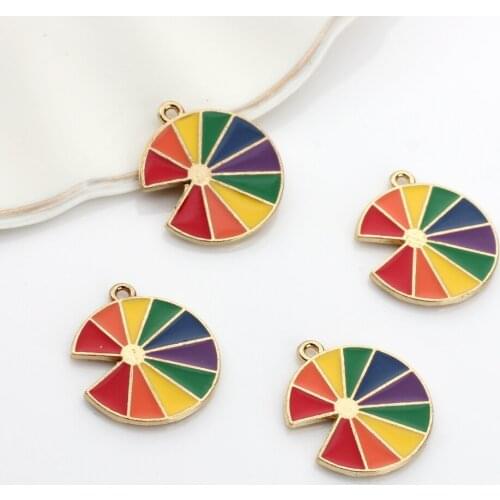 Zinc Alloy Enamel Charms Drop Oil Rainbow Charms Flower 17mm 10pcs/lot For DIY Fashion Jewelry Making Finding Accessories